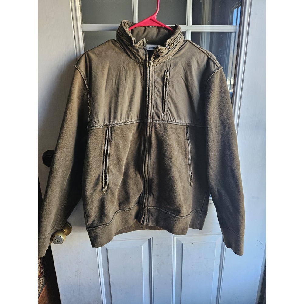 Gap Mens Army Green Vintage Military Jacket Unzip Hood No 54023 Medium